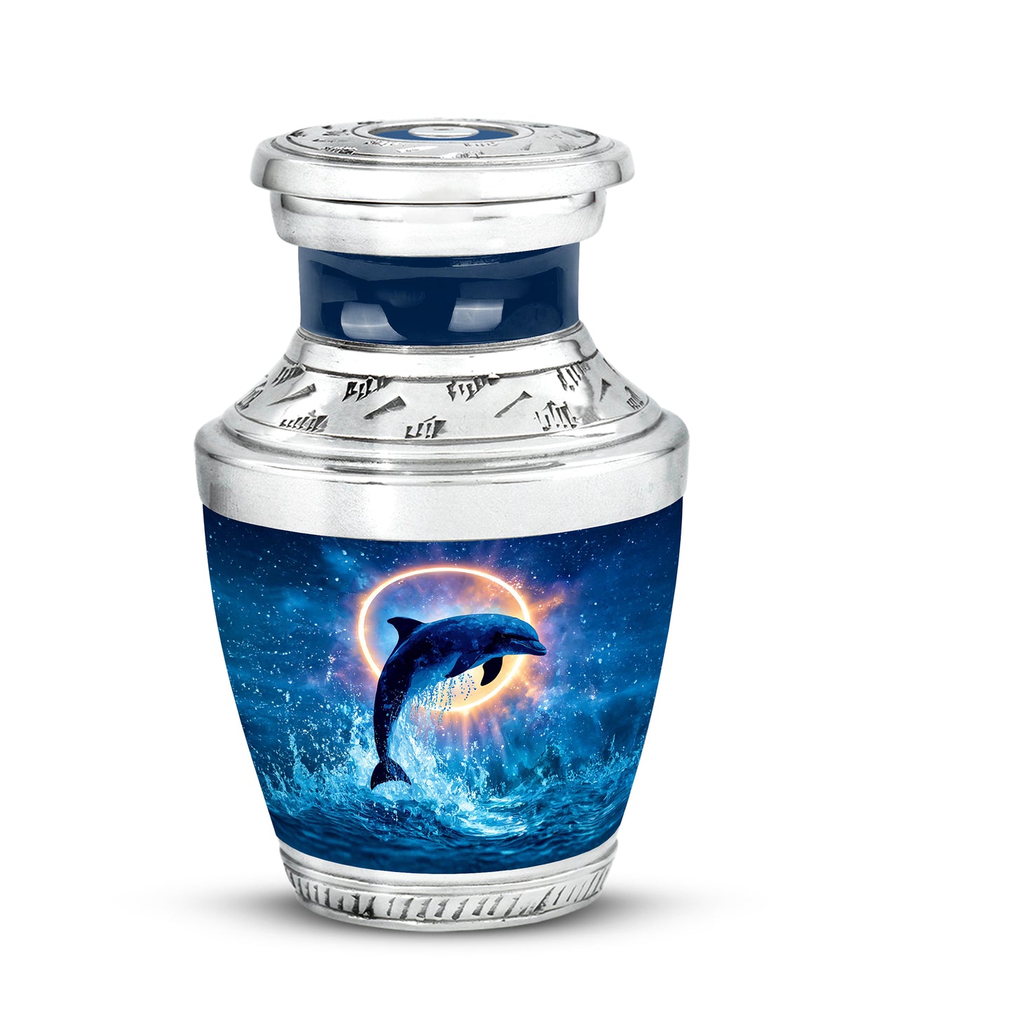 Blue Dolphin Blessing Cremation Urns for Human Ashes - 10-inch, 200 cu in - Yatskia
