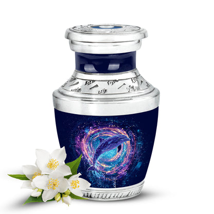 Timeless Blue Dolphin Cremation Urn for Ashes - 10-inch, 200 cu in - Yatskia