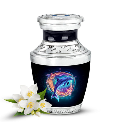 Black Serene Dolphin Memorial Urn for Ashes - 10-inch, 200 cu in - Yatskia