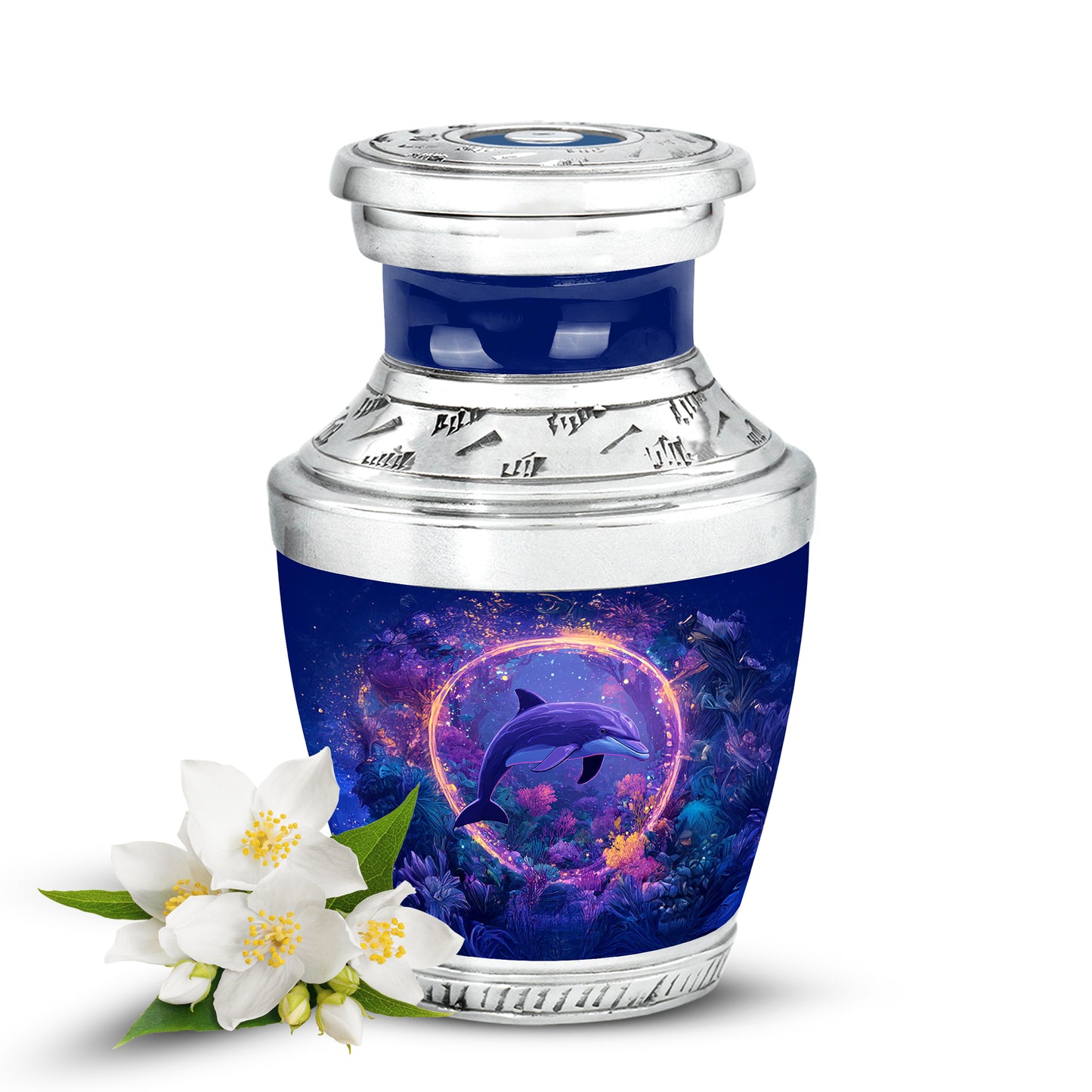 Harmonious Dolphin Cremation Urns for Human Ashes - Blue 10-inch - Yatskia