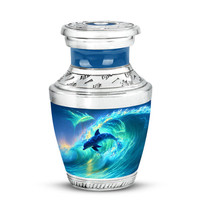 Resplendent Blue Dolphin Cremation Urn for Ashes - 10-inch, 200 cu in - Yatskia