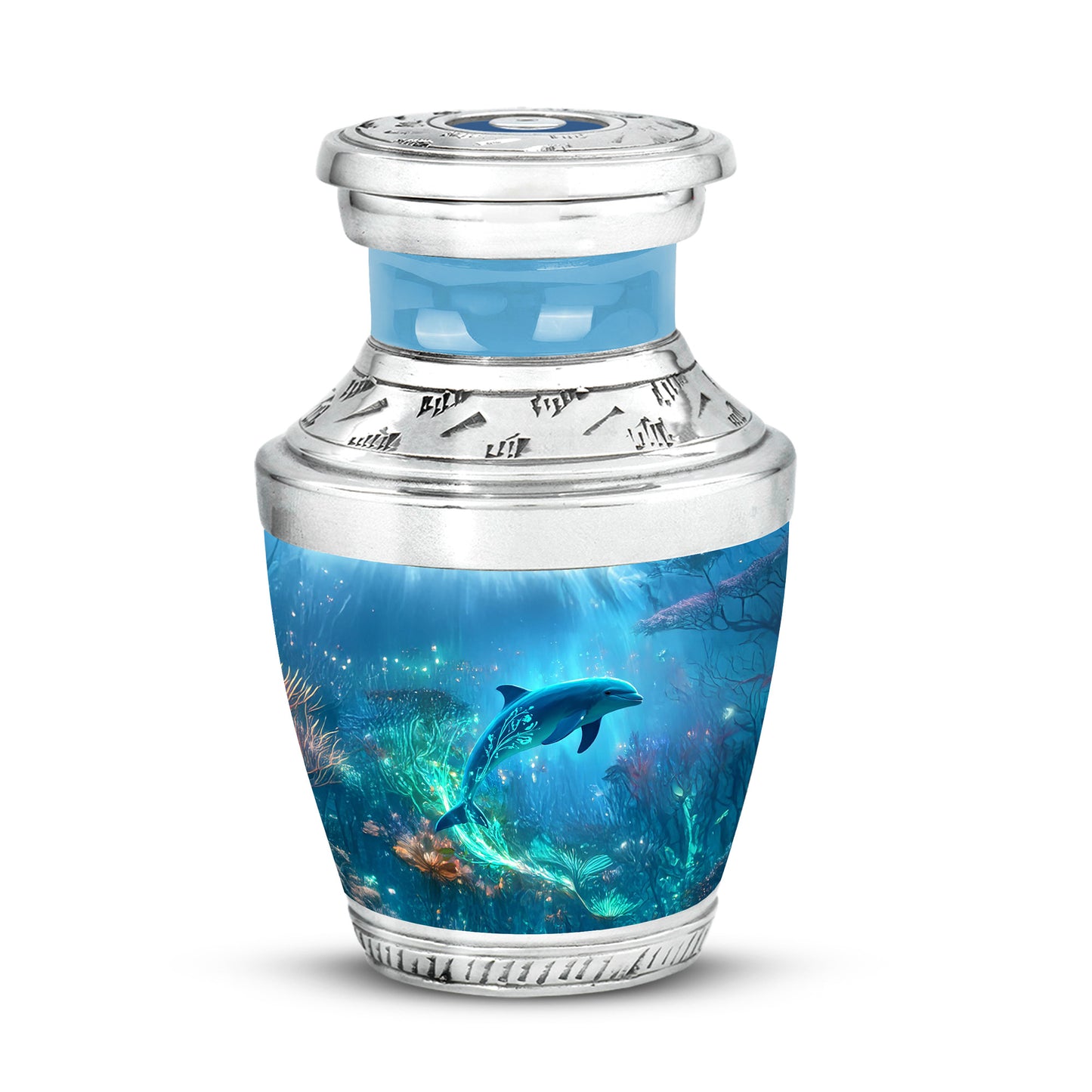Resplendent Blue Dolphin Cremation Urn for Ashes - 10-inch, 200 cu in - Yatskia