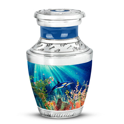 Resplendent Teal Dolphin Cremation Urn for Ashes - 10-inch, 200 cu in - Yatskia