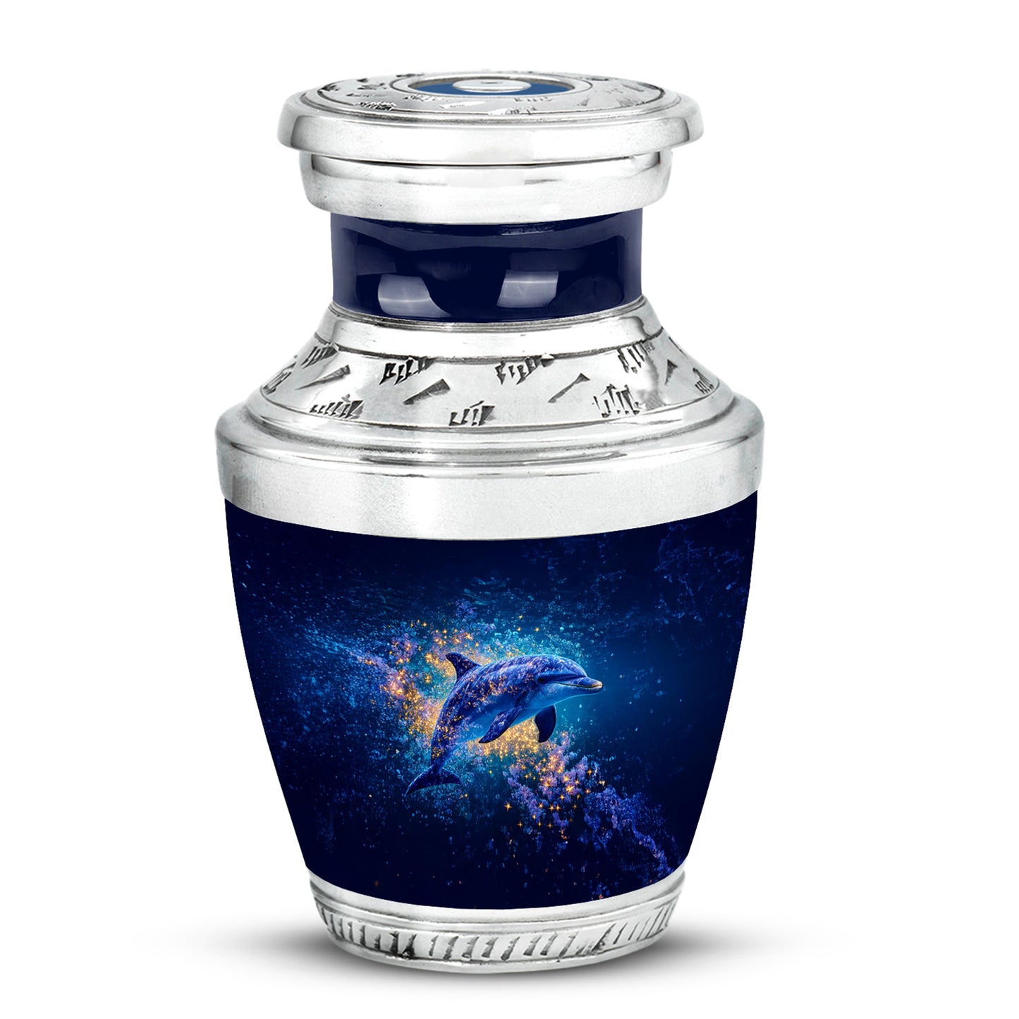 Blue Venerable Dolphin Cremation Urns for Human Ashes - 10-inch, 200 cu in - Yatskia