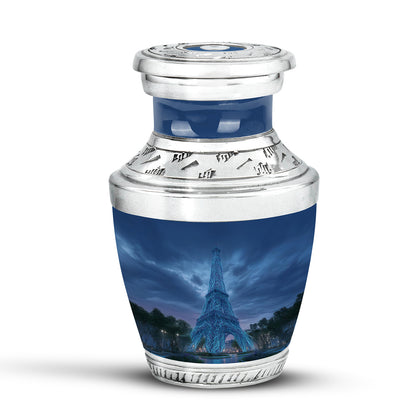 Divine Blue Eiffel Tower Cremation Urn for Ashes - 10-inch, 200 cu in - Yatskia