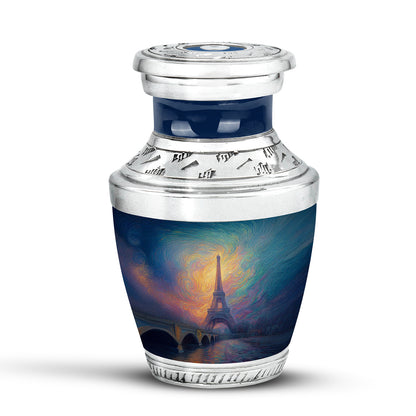 Inspiring Blue Eiffel Tower Devotion Urn for Human Ashes - 10-inch, 200 cu in - Yatskia