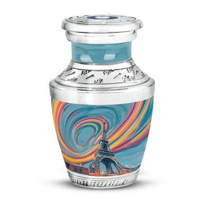 Radiant Eiffel Tower Memorial Cremation Urns - Teal 10-inch, 200 cu in - Yatskia