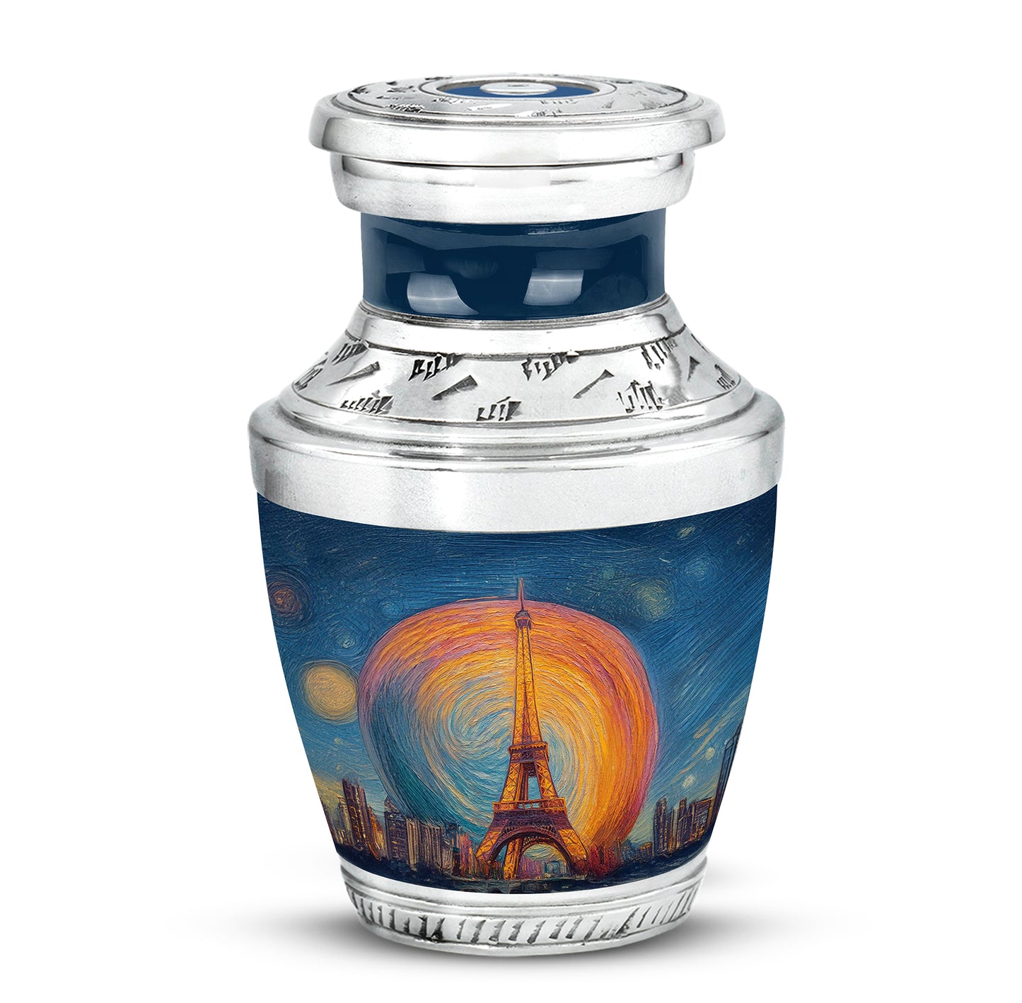 Personalized Elegant Eiffel Tower Cremation Urns - Blue 10-inch, 200 cu in - Yatskia