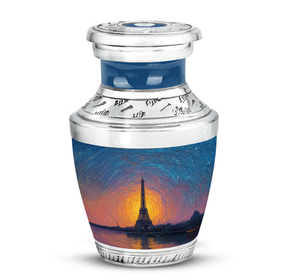 Regal Eiffel Tower Memorial Cremation Urns - Blue 10-inch, 200 cu in - Yatskia