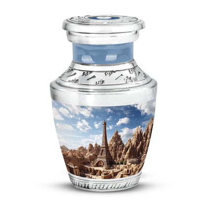 Divine Blue Eiffel Tower Cremation Urn for Ashes - 10-inch, 200 cu in - Yatskia