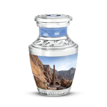 Lustrous Eiffel Tower Cremation Urns for Human Ashes - Blue 10-inch - Yatskia