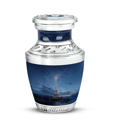Everlasting Blue Eiffel Tower Solace Urn for Human Ashes - 10-inch, 200 cu in - Yatskia