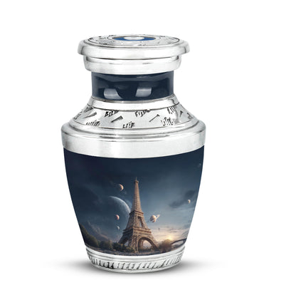 Blue Eiffel Tower Cremation Urns - Honored Dedication 10-inch, 200 cu in - Yatskia