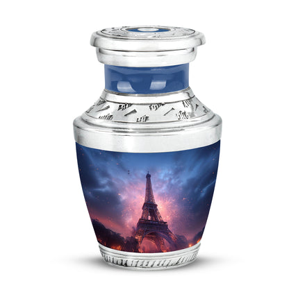 Inspiring Blue Eiffel Tower Tribute Urn for Human Ashes - 10-inch, 200 cu in - Yatskia