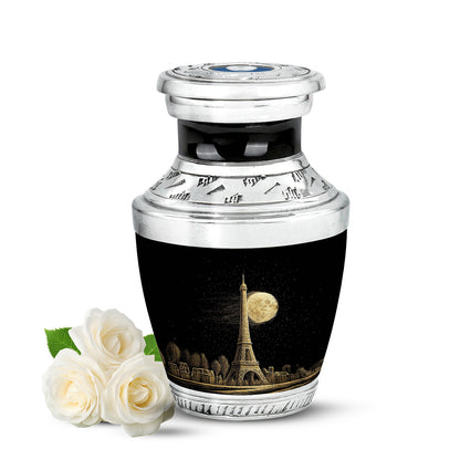 Personalized Eiffel Tower Cremation Urns - Wondrous Black 10-inch, 200 cu in - Yatskia