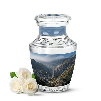 Personalized Eiffel Tower Cremation Urns - Tranquil Blue 10-inch, 200 cu in - Yatskia
