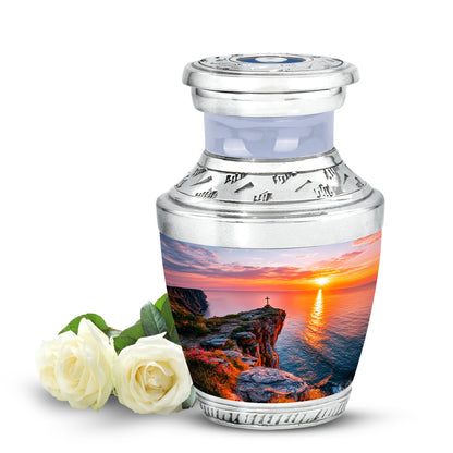 Personalized Cross Cremation Urns - Eminent Silver 10-inch, 200 cu in - Yatskia