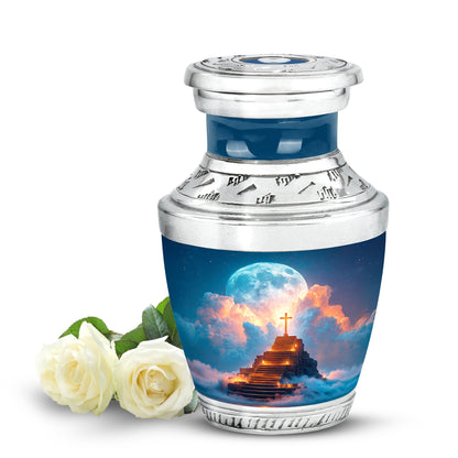 Sublime Cross Cremation Urns for Human Ashes - Blue 10-inch - Yatskia
