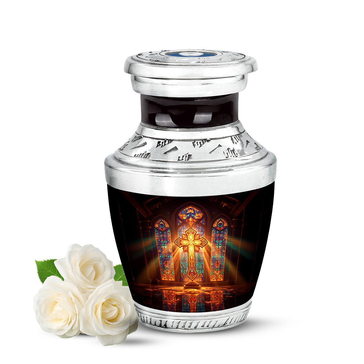 Personalized Red Steadfast Cross Cremation Urns for Human Ashes - 10-inch, 200 cu in - Yatskia