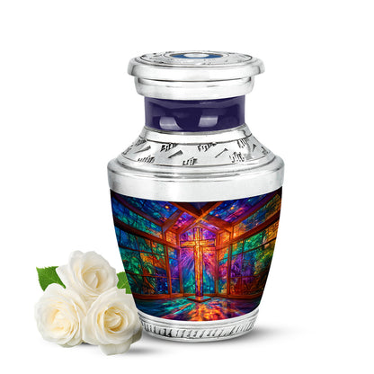Divine Purple Cross Cremation Urn for Ashes - 10-inch, 200 cu in - Yatskia