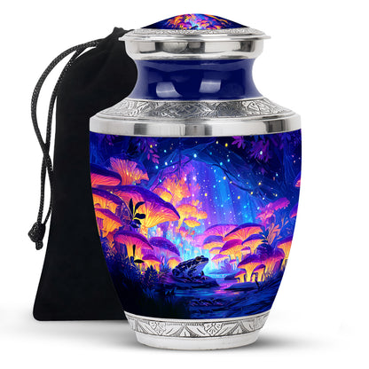 Soft Blue Frog Cremation Urn side profile showing urn shape - artistic frog interpretation with creative detail - full-size 10 inch 200 cubic inch adult cremation urn
