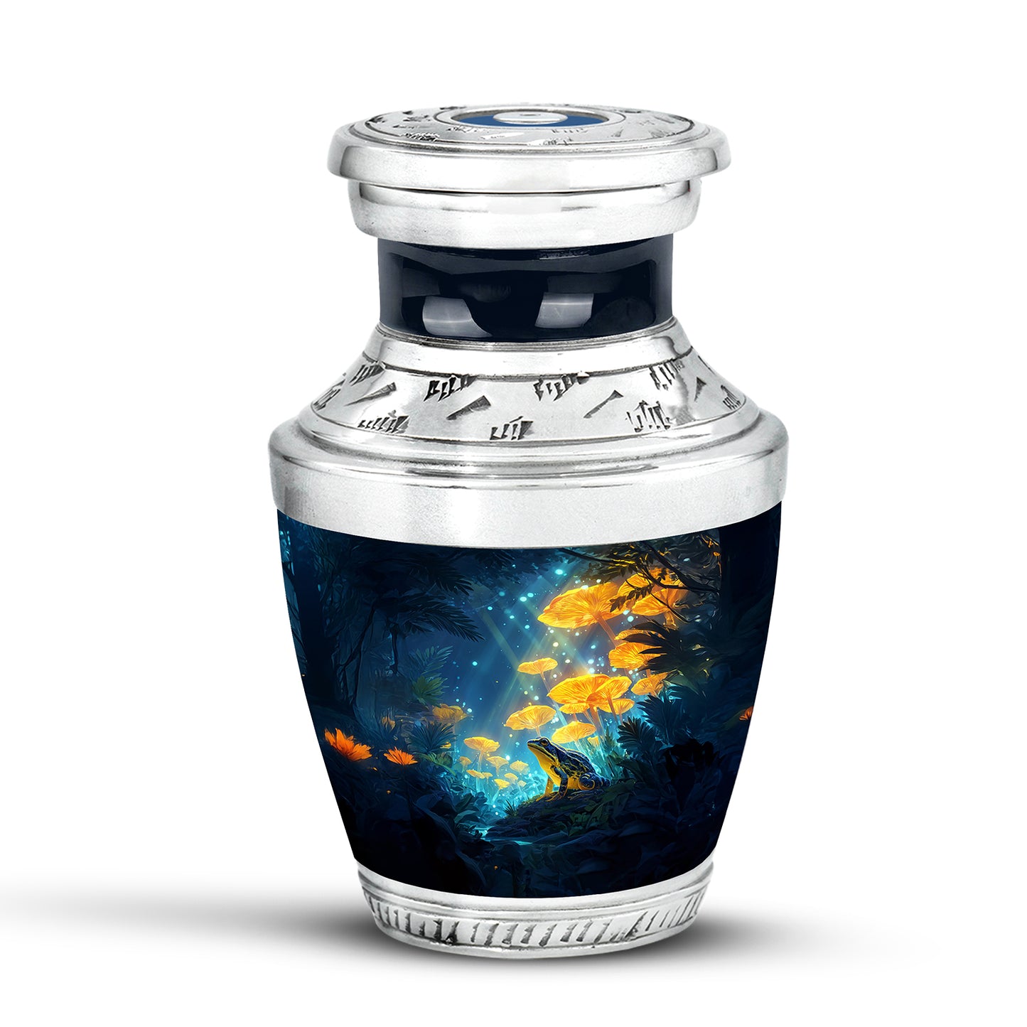 Personalized Blue Steadfast Frog Cremation Urns for Human Ashes - 10-inch, 200 cu in - Yatskia