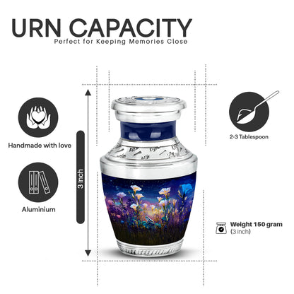 Cornflower Blue Frog Cremation Urn top-down view of secure threaded lid - artistic frog interpretation with creative detail - mini keepsake memorial for portion of cremation ashes