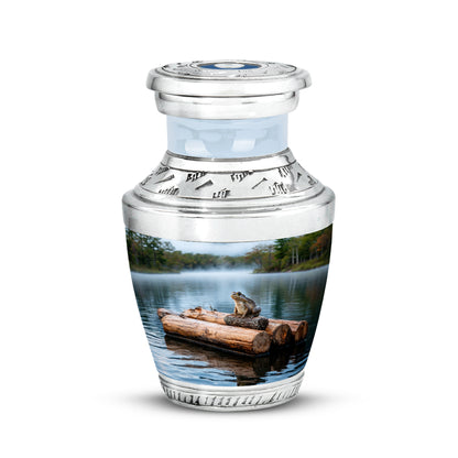 Personalized Silver Cherished Frog Cremation Urns for Human Ashes - 10-inch, 200 cu in - Yatskia