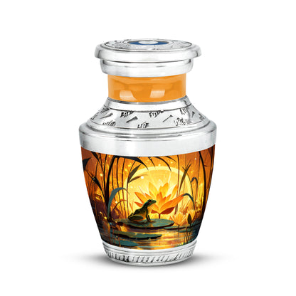 Gold Frog Cremation Urns - Opulent Embrace 10-inch, 200 cu in - Yatskia