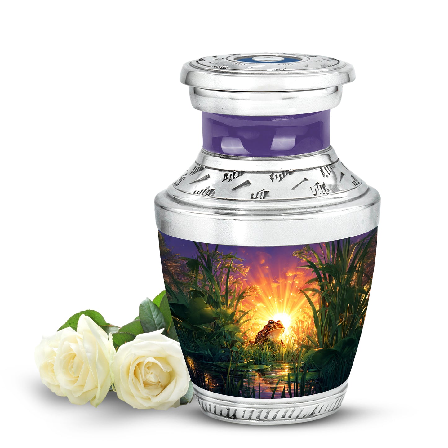 Radiant Frog Memorial Cremation Urns - Purple 10-inch, 200 cu in - Yatskia