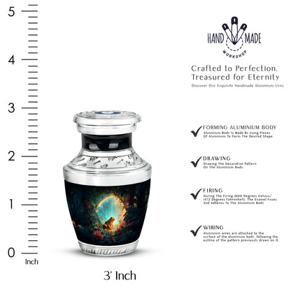 Jet Black Frog Cremation Urn top-down view of secure threaded lid - modern art-inspired frog motif on sleek aluminum - mini keepsake memorial for portion of cremation ashes