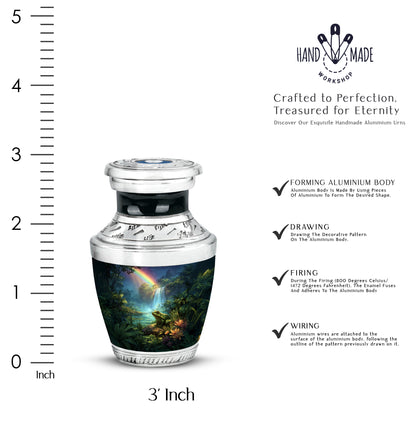Sky Blue Frog Cremation Urn top-down view of secure threaded lid - contemporary frog design with modern artistic flair - mini keepsake memorial for portion of cremation ashes