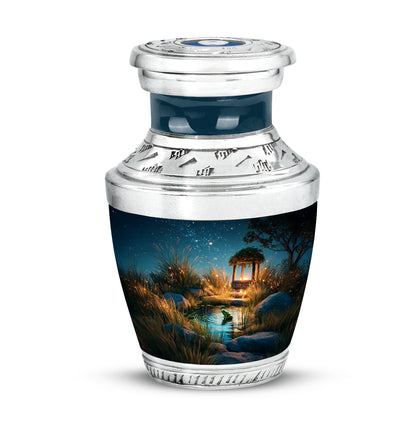 Personalized Elegant Frog Cremation Urns - Blue 10-inch, 200 cu in - Yatskia