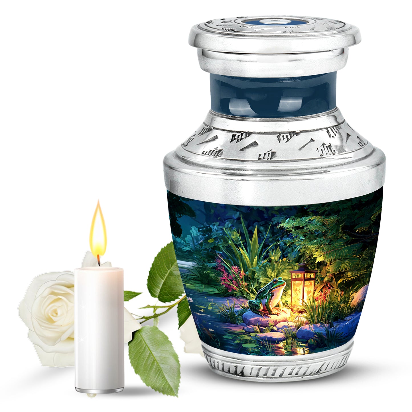 Blue Sacred Frog Cremation Urns for Human Ashes - 10-inch, 200 cu in - Yatskia