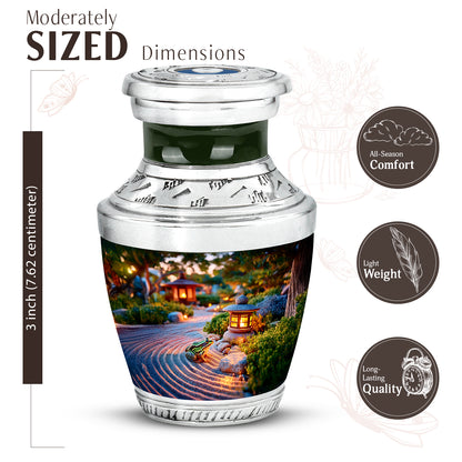 Royal Gold Frog Cremation Urn top-down view of secure threaded lid - artistic frog interpretation with creative detail - mini keepsake memorial for portion of cremation ashes