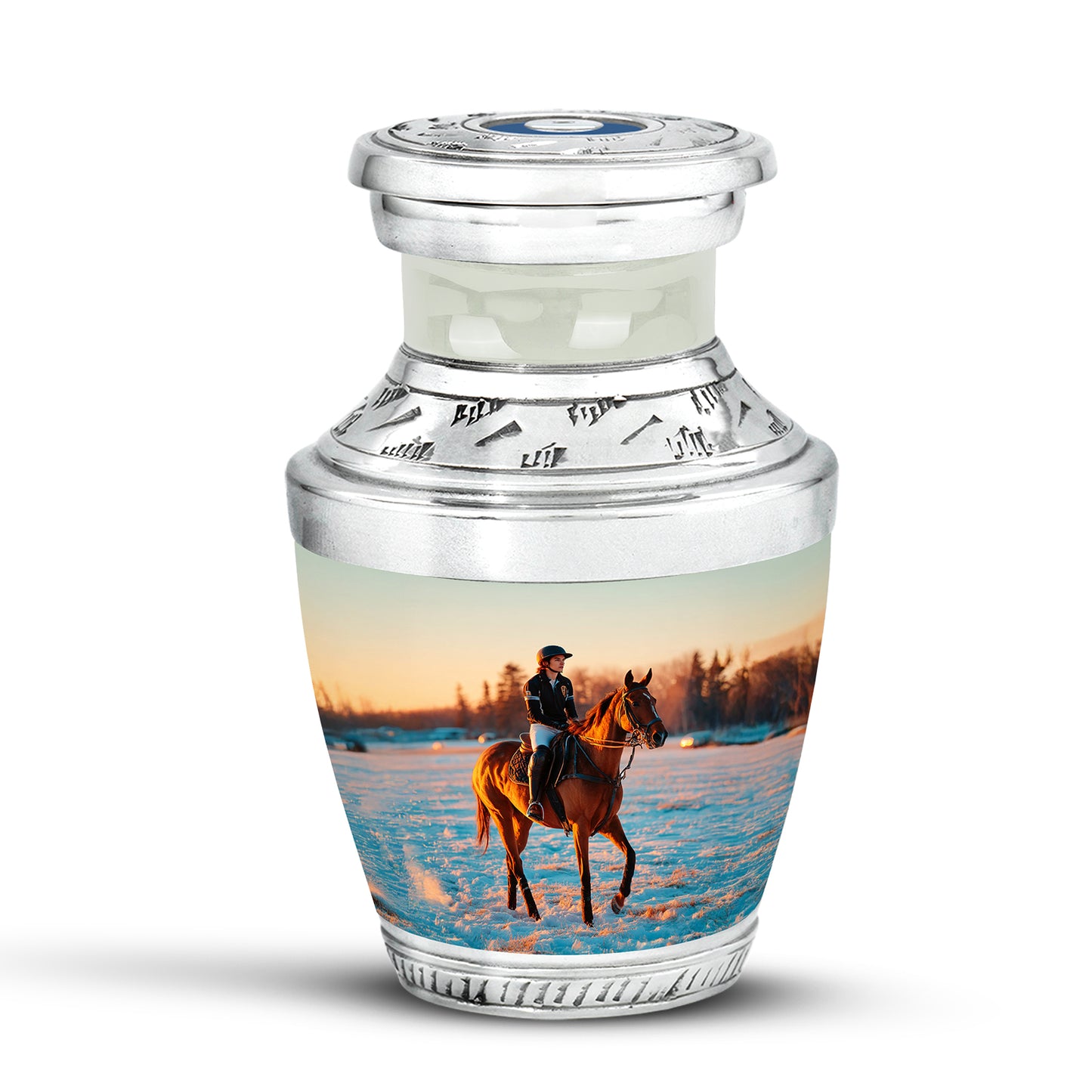 Silver Horse Polo Cremation Urns - Glorious Sanctuary 10-inch, 200 cu in - Yatskia