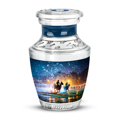 Personalized Blue Horse Polo Cremation Urns for Ashes - Transcendent 10-inch - Yatskia