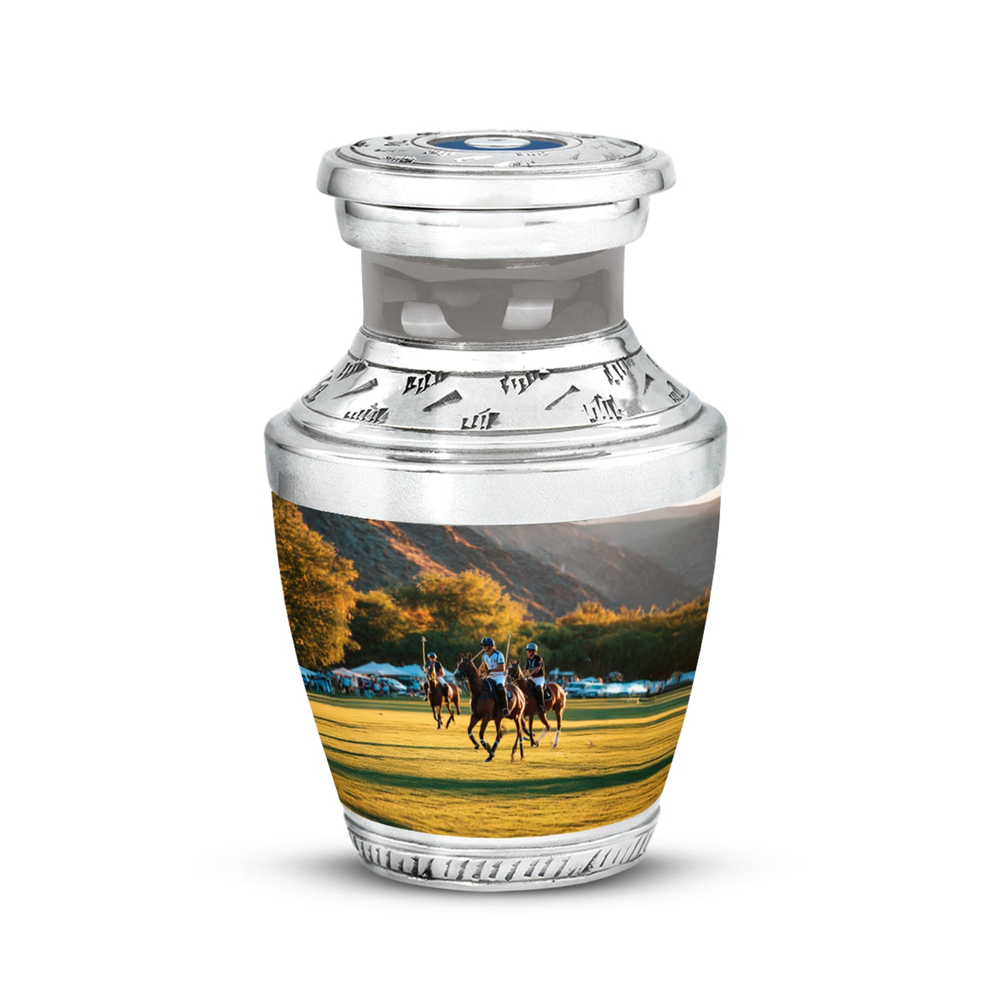 Silver Horse Polo Cremation Urns - Glorious Comfort 10-inch, 200 cu in - Yatskia