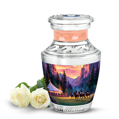 Graceful Gold Horse Polo Sentinel Urn for Human Ashes - 10-inch, 200 cu in - Yatskia