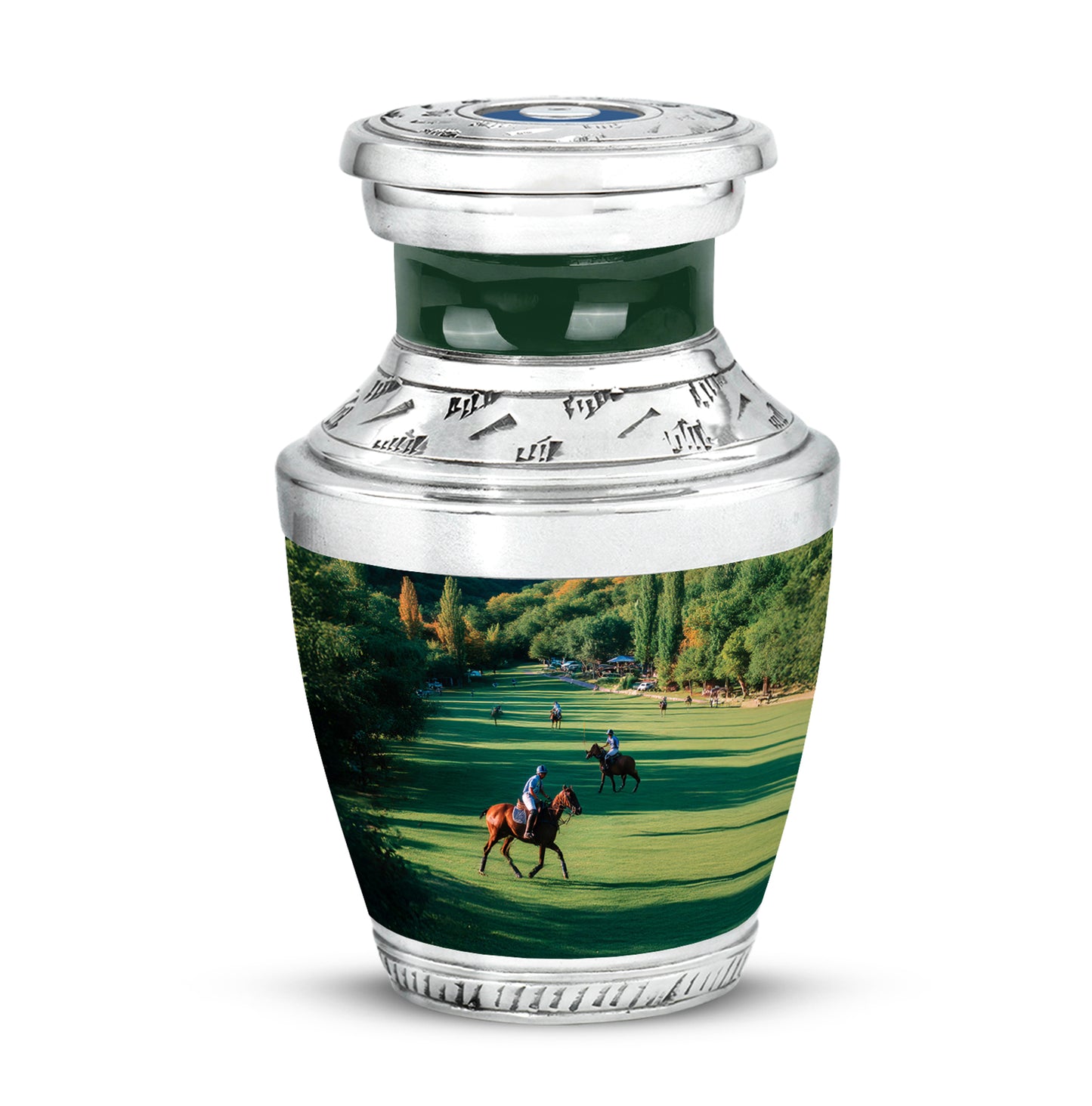 Ethereal Horse Polo Memorial Cremation Urns - Green 10-inch, 200 cu in - Yatskia