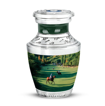 Ethereal Horse Polo Memorial Cremation Urns - Green 10-inch, 200 cu in - Yatskia