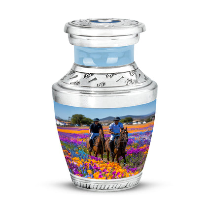 Ethereal Horse Polo Memorial Cremation Urns - Blue 10-inch, 200 cu in - Yatskia
