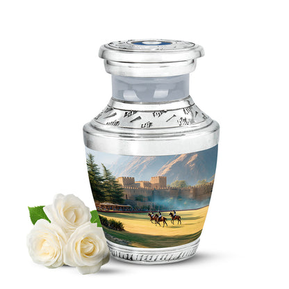 Personalized Silver Cherished Horse Polo Cremation Urns for Human Ashes - 10-inch, 200 cu in - Yatskia