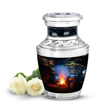 Personalized Black Heavenly Campfire Cremation Urns for Human Ashes - Yatskia