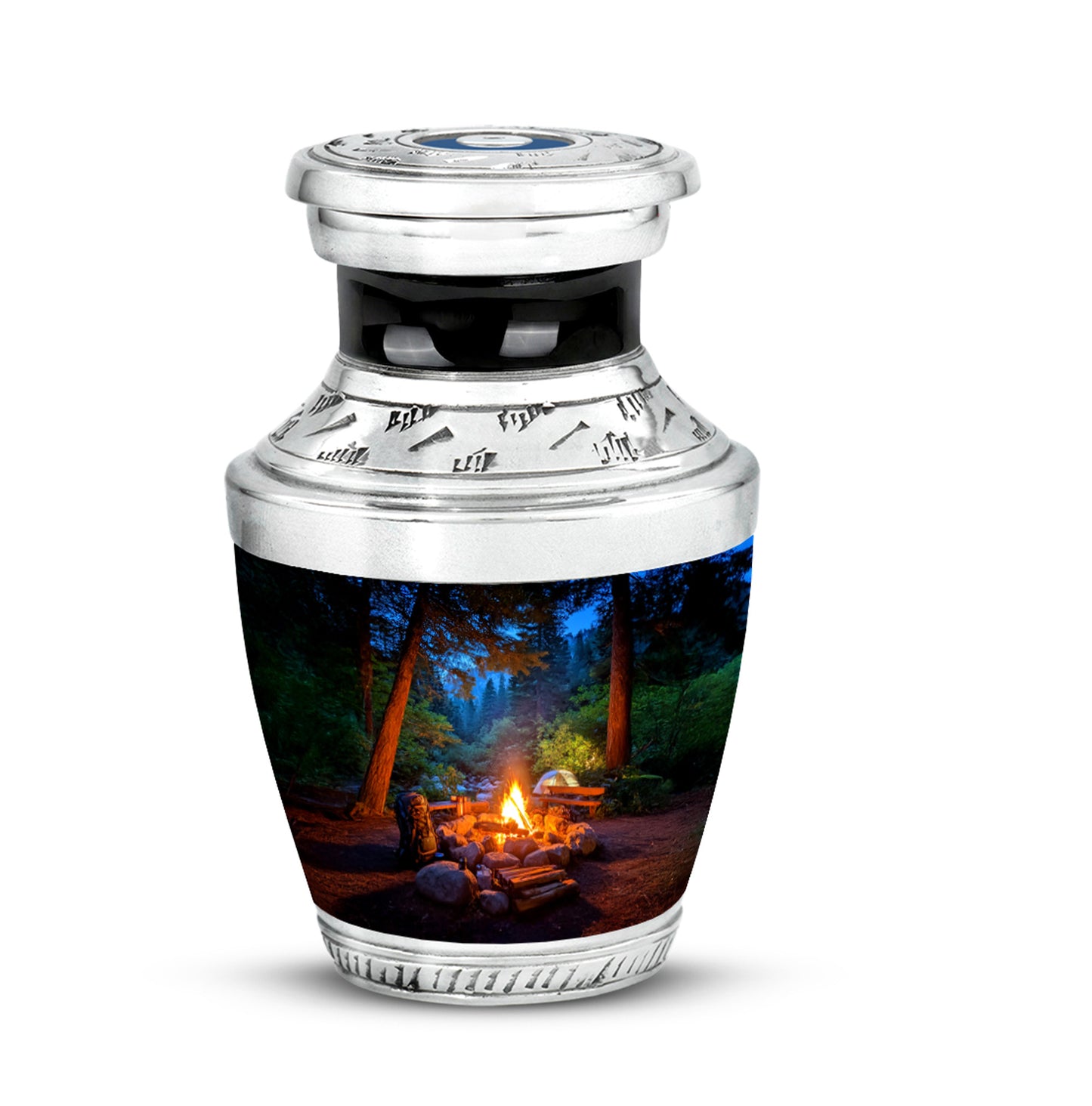 Graceful Blue Campfire Embrace Urn for Human Ashes - 10-inch, 200 cu in - Yatskia