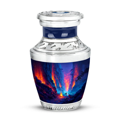 Lustrous Campfire Cremation Urns for Human Ashes - Blue 10-inch - Yatskia