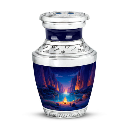 Blue Sacred Campfire Cremation Urns for Human Ashes - 10-inch, 200 cu in - Yatskia