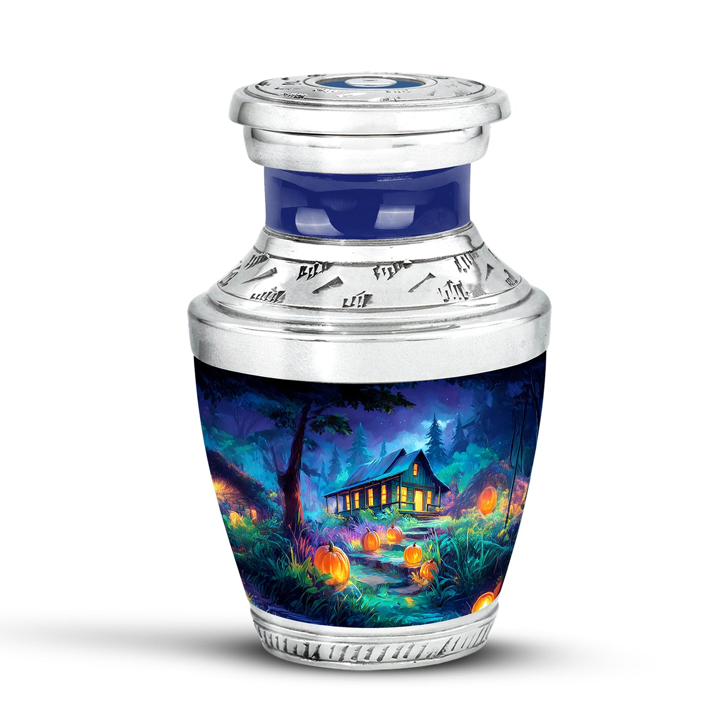 Personalized Seraphic Halloween Cremation Urns - Blue 10-inch, 200 cu in - Yatskia