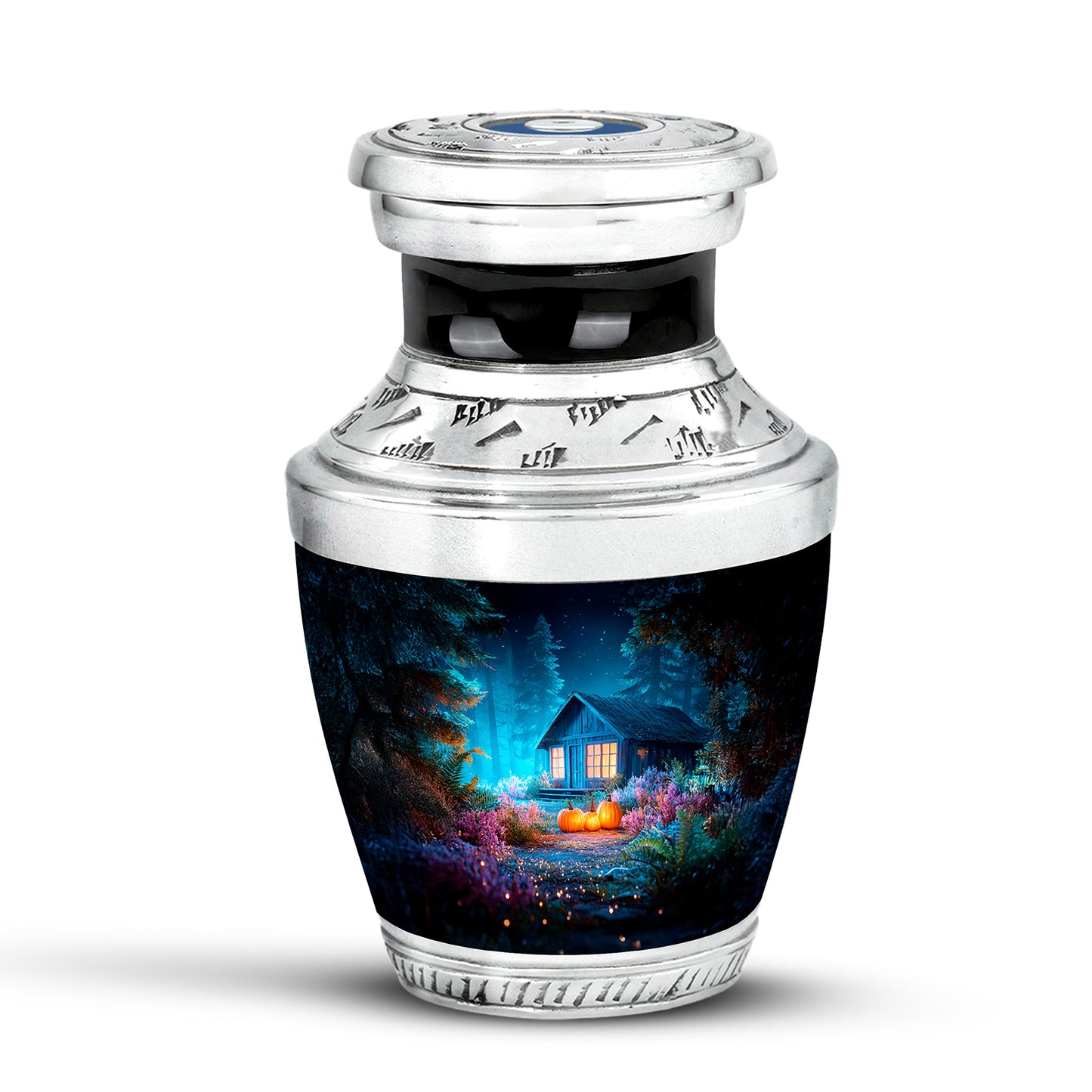 Graceful Blue Halloween Haven Urn for Human Ashes - 10-inch, 200 cu in - Yatskia