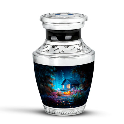 Graceful Blue Halloween Haven Urn for Human Ashes - 10-inch, 200 cu in - Yatskia
